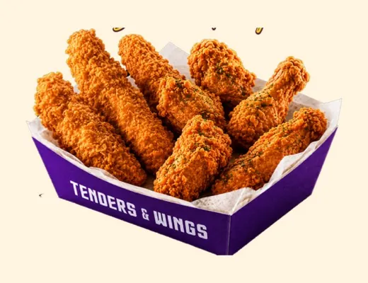 Mixte : 3 tenders + 4 wings, poulet frit saucy Kaptain Fry