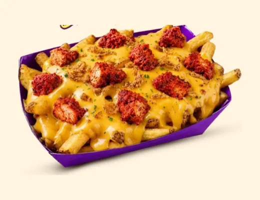 Loaded Cheddar Tandoori, loaded fries au poulet frit Kaptain Fry