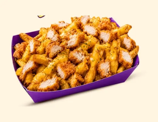 Loaded Cheddar Tenders, loaded fries au poulet frit Kaptain Fry