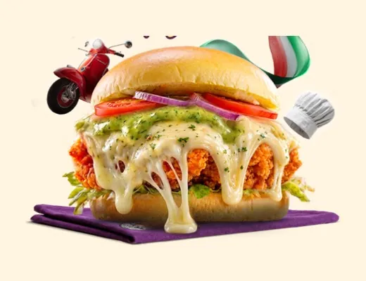 Garlic Mozza, burger au poulet frit Kaptain Fry